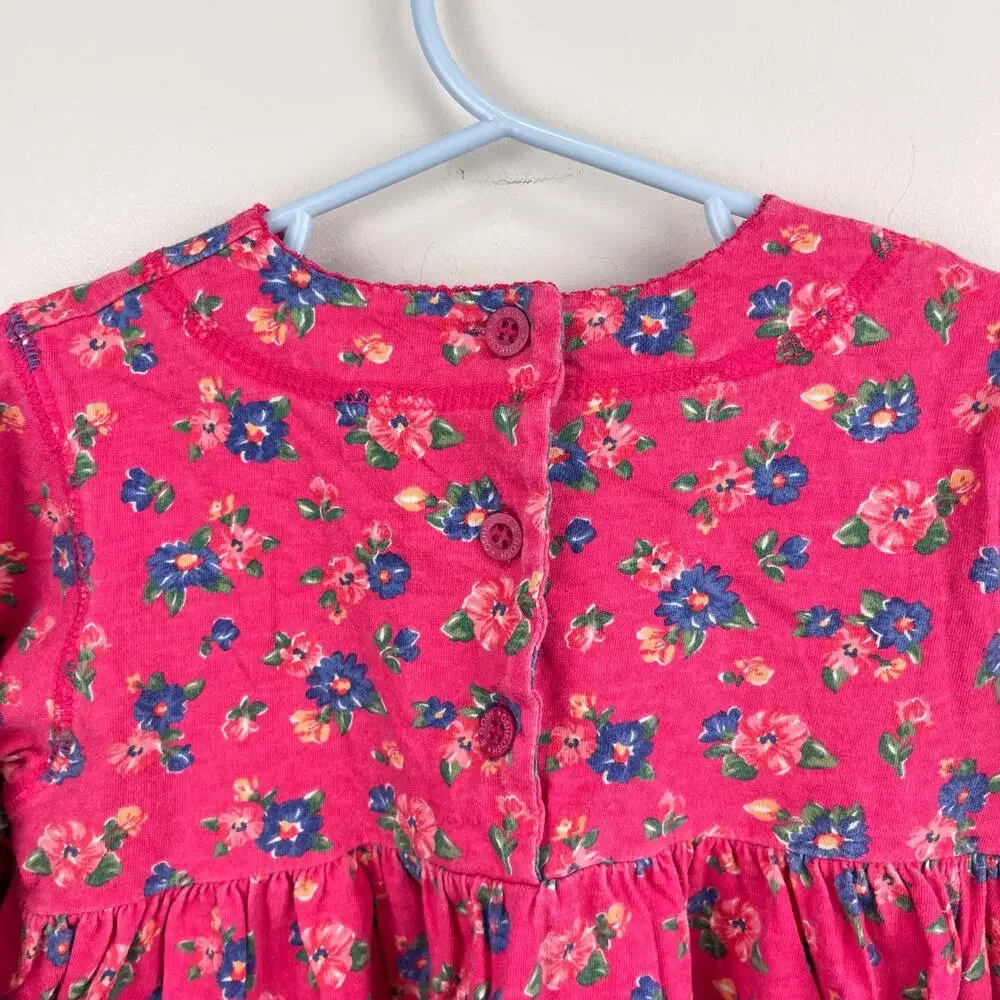 Vintage OshKosh B'gosh Long Sleeve Pink Floral Dress 4T USA